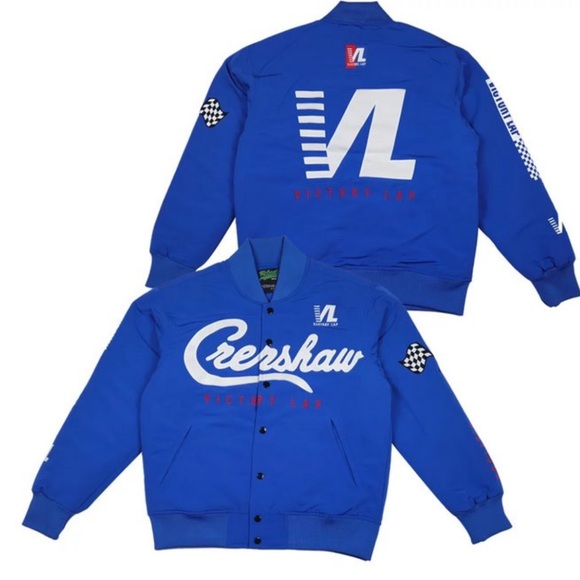 New, XS Crenshaw Victory Lap Blue Varsity Jacket. - Picture 1 of 13
